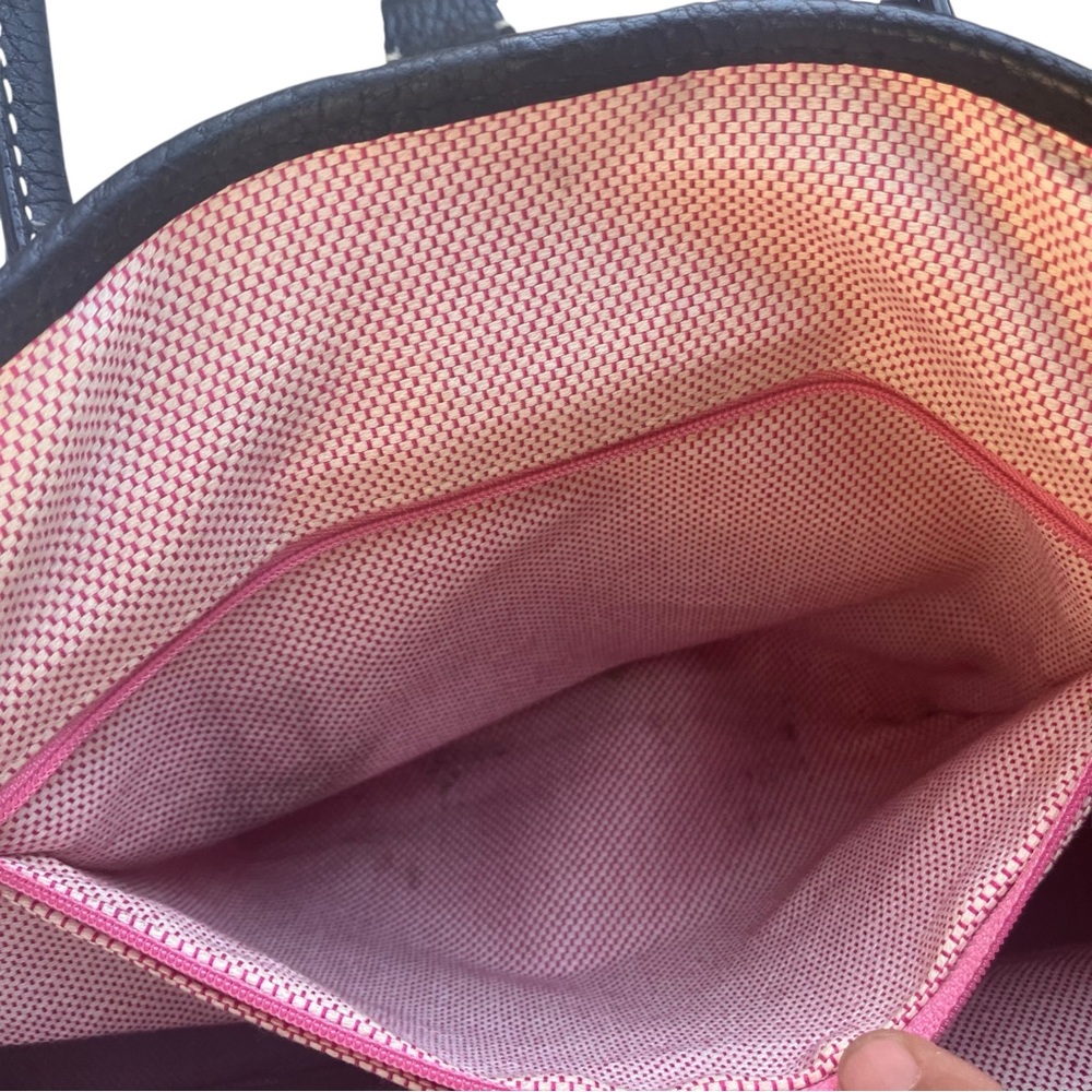 Dooney & Bourke Denim Logo Tote Pink Interior Gold Hardware Preppy Quiet Luxury - Picture 13 of 13